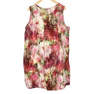 Bryn Walker Floral Sleeveless Tunic Dress Top XL Pink Balloon Hem Lagenlook